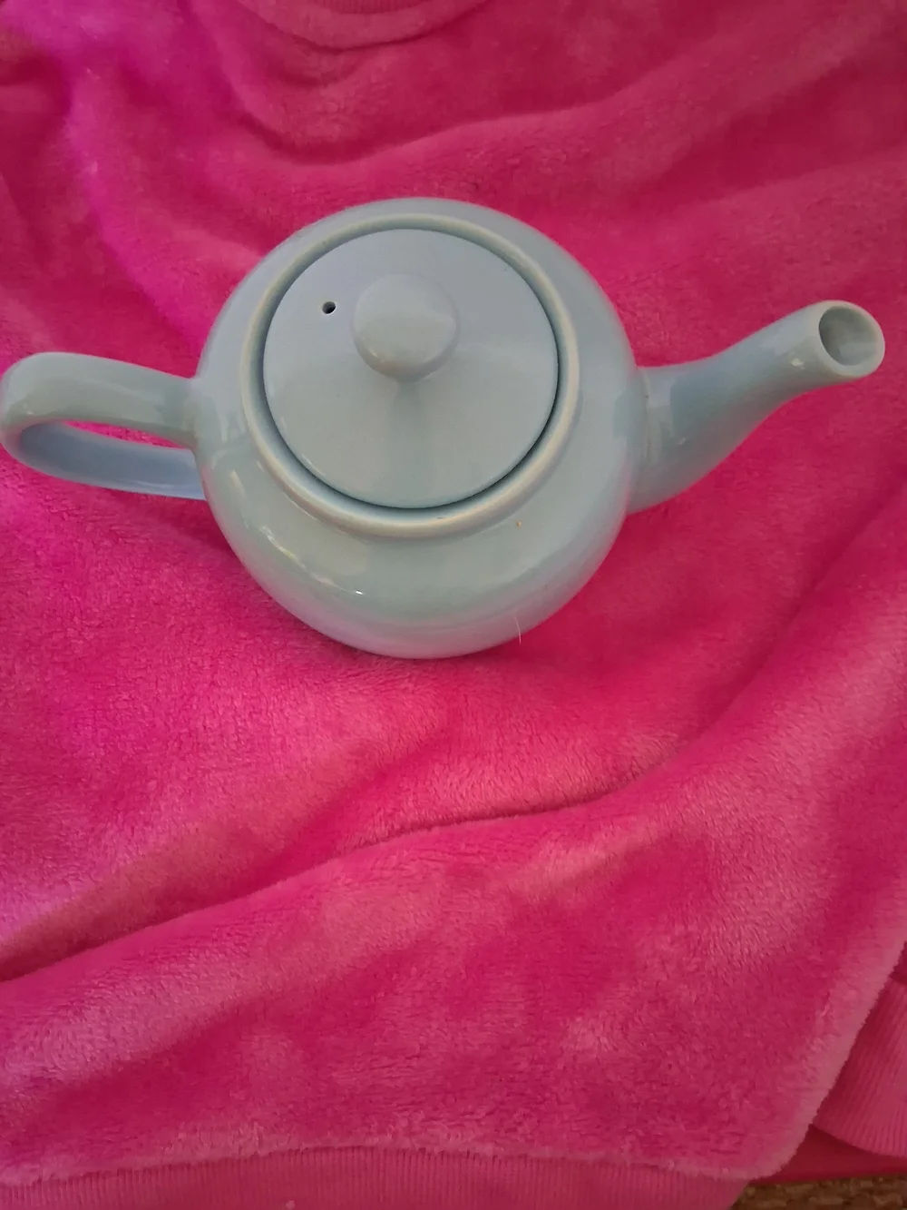 Glossy Light Blue Ceramic Teapot - Picture 2 of 7